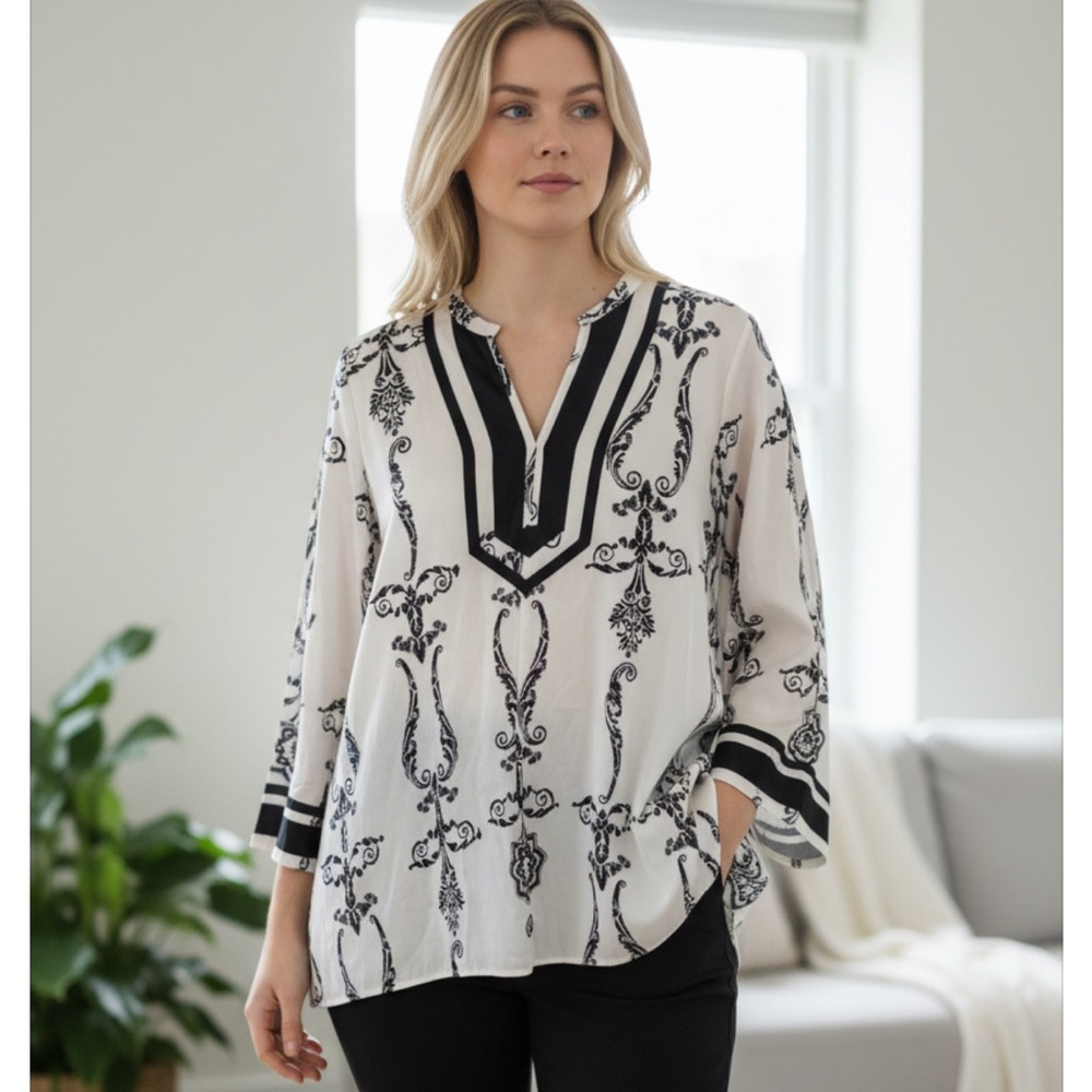 Elegant Black and White Women's Top